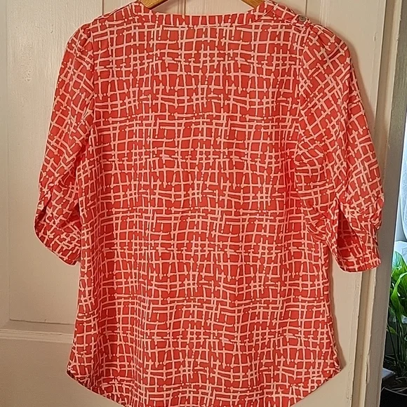 41 Hawthorne Orange Geometric Blouse - Small - Picture 5 of 8